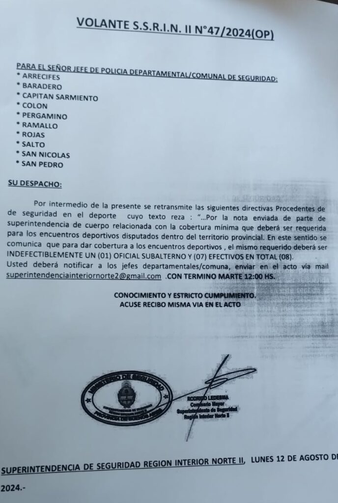 0d34b659-cf34-4729-855b-cbdf26003eca-e1723669371922-688x1024 No podrá haber menos de 8 agentes policiales en los partidos de Primera y Sub 23